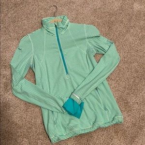 Lululemon 3/4 Zip LS Pullover - Green Stripes